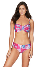 Load image into Gallery viewer, Bahamas | Twist Front Bandeau Bikini Top With Embroidery | Rose