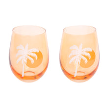 Load image into Gallery viewer, Cheers Stemless Glass Tumblers Desert Palms - Peachy Pink Set of 2