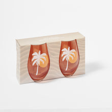 Load image into Gallery viewer, Cheers Stemless Glass Tumblers Desert Palms - Peachy Pink Set of 2