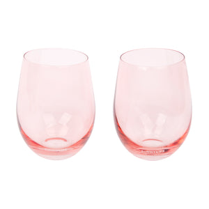 Cheers Stemless Glass Tumblers Powder Pink Set of 2