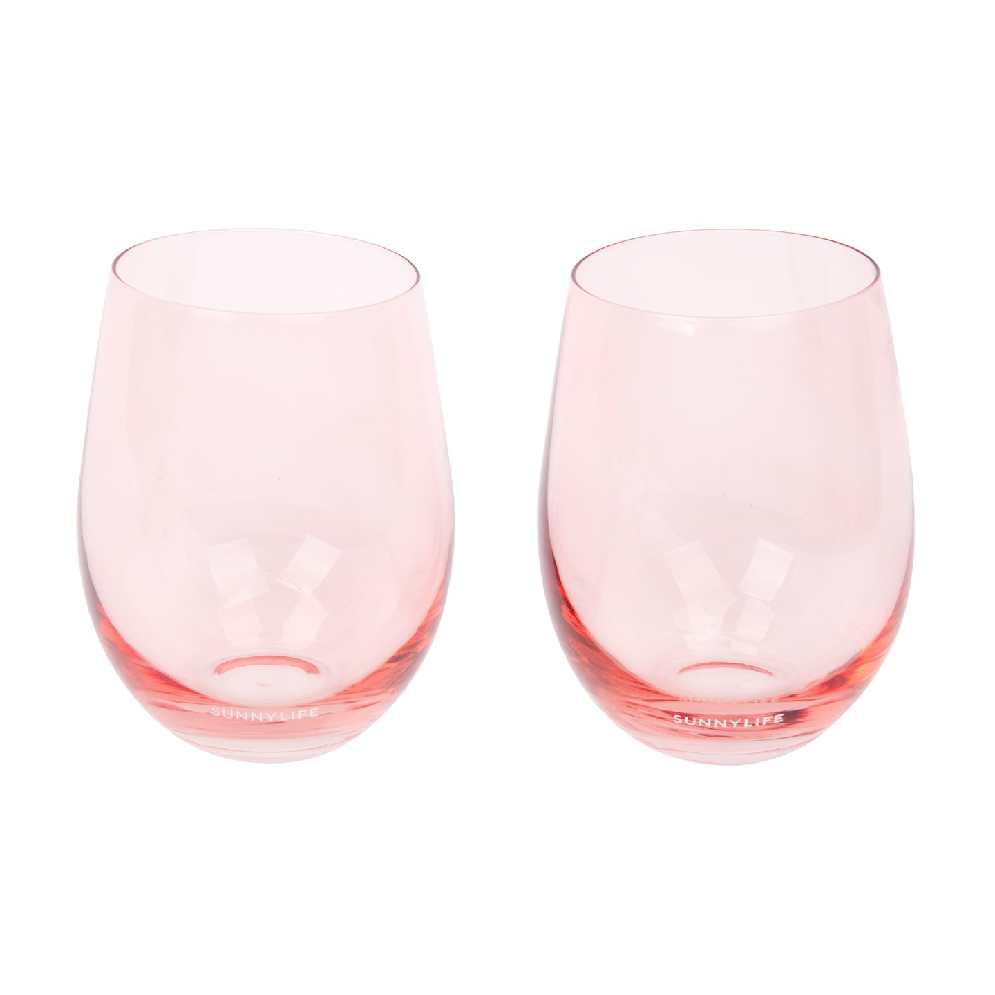 Cheers Stemless Glass Tumblers Powder Pink Set of 2