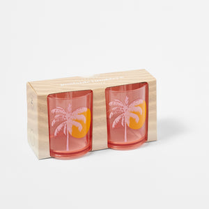 Poolside Tumblers Desert Palms - Powder Pink Set of 2
