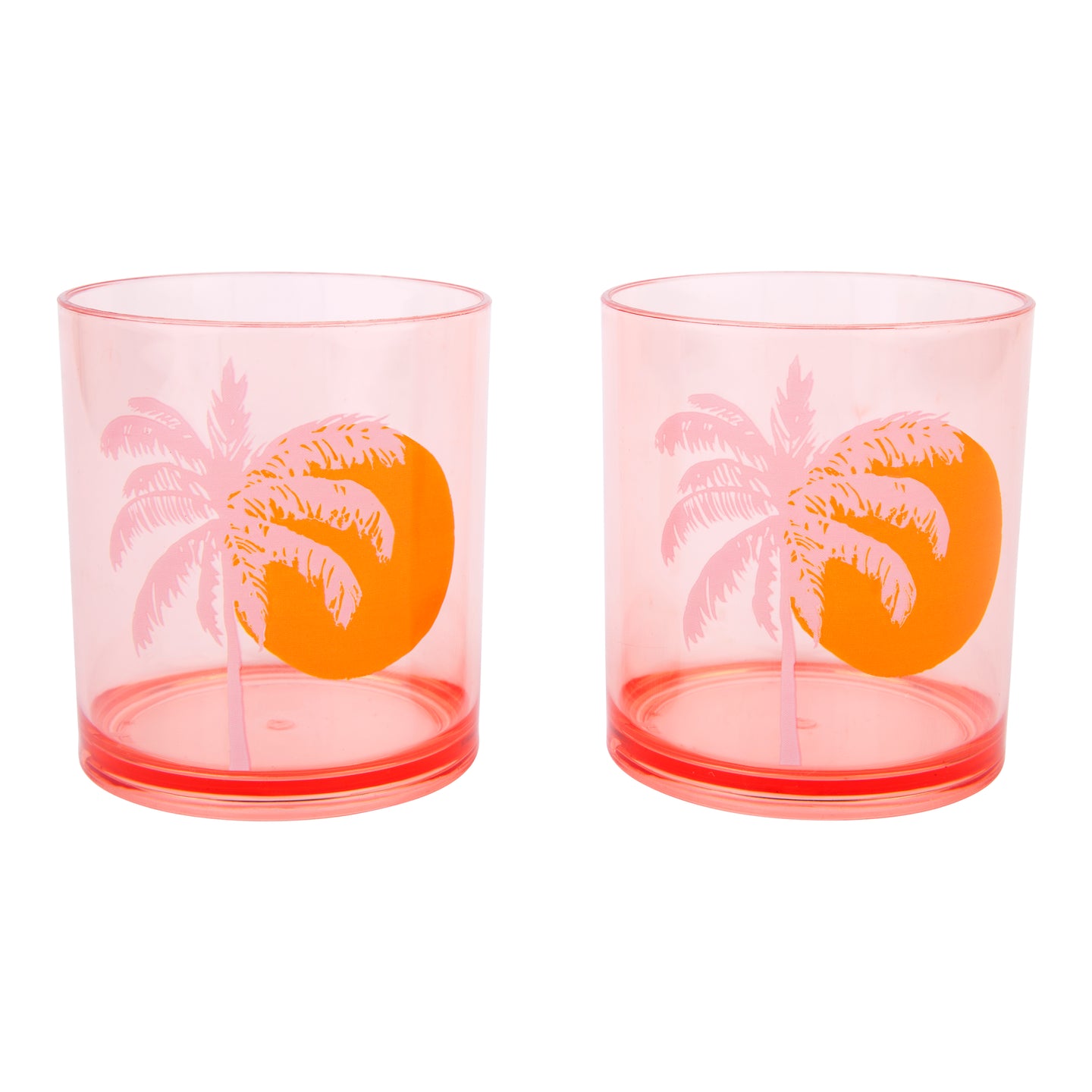 Poolside Tumblers Desert Palms - Powder Pink Set of 2