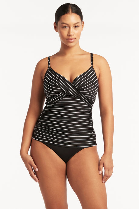 Shoreline Twist Front Dd/E Cup Singlet Top - Black