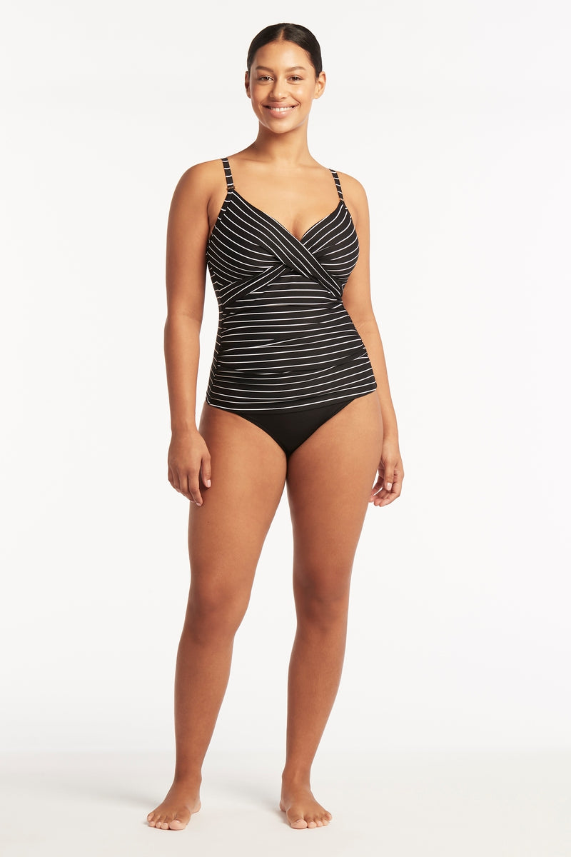 Shoreline Twist Front Dd/E Cup Singlet Top - Black
