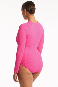 Vesper Long Sleeved One Piece - Hot Pink