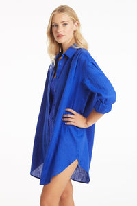 Resort Linen Cover Up - Cobalt