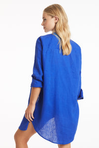 Resort Linen Cover Up - Cobalt