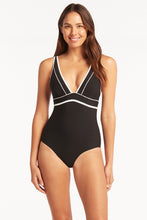 Load image into Gallery viewer, Elite Panelled Long Line One Piece - Black