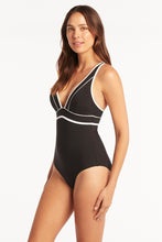Load image into Gallery viewer, Elite Panelled Long Line One Piece - Black
