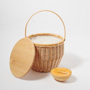 Round Picnic Cooler Basket Natural