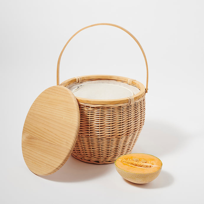 Round Picnic Cooler Basket Natural