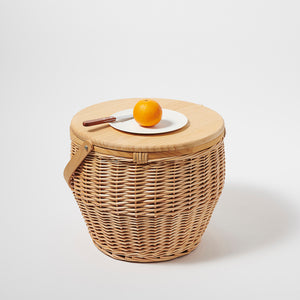 Round Picnic Cooler Basket Natural
