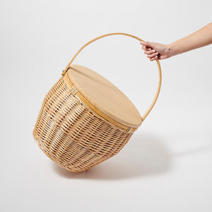 Round Picnic Cooler Basket Natural