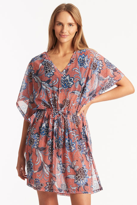 Pilgrim Panelled Mesh Kaftan - Tangerine