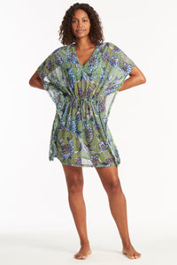 Pilgrim Panelled Mesh Kaftan - Olive