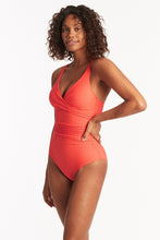 Load image into Gallery viewer, honeycomb cross front multifit one piece tangerine