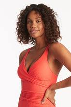 Load image into Gallery viewer, honeycomb cross front multifit one piece tangerine