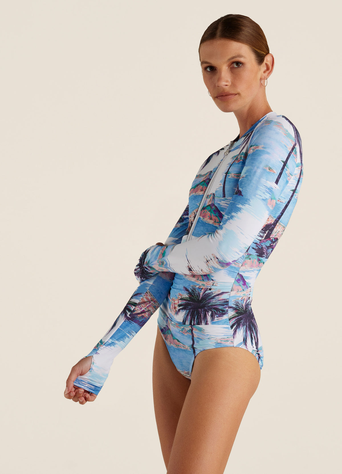 Cartolina Ruched Long Sleeve One Piece