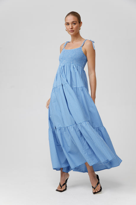 Sia Dress - blue Gingham