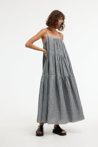 Willow Maxi Dress Black And Ivory Gingham