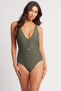 Plunge Multifit One Piece With Macrame Detail