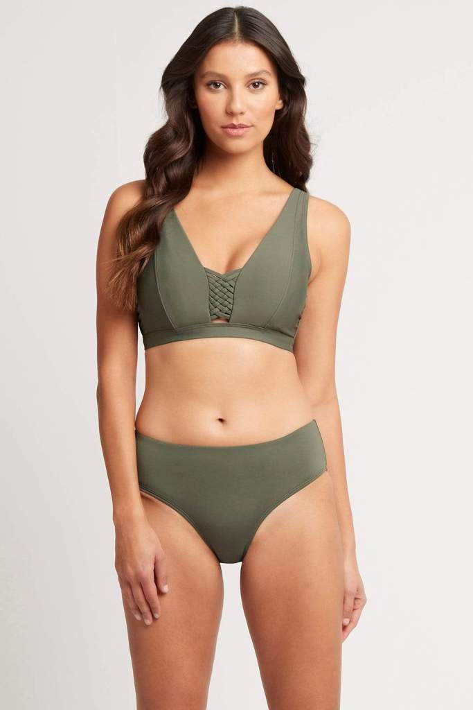 Bella D/Dd Cup Bralette With Macrame Detail | Khaki