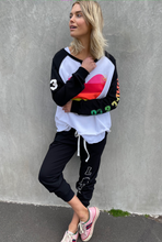 Load image into Gallery viewer, Hammill and Co Sporty Rainbow Heart Sweat - Black/White One Country Mouse Yamba