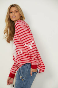 Striped Wild Long Sleeve Tee Red/Pink
