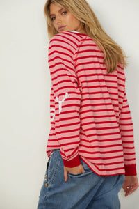Striped Wild Long Sleeve Tee Red/Pink