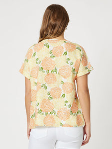 Citrus Print Linen Shell Top