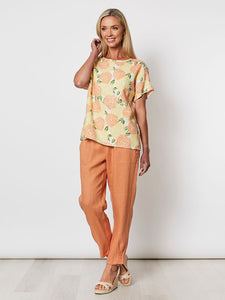 Citrus Print Linen Shell Top