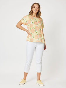 Citrus Print Linen Shell Top