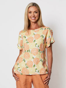 Citrus Print Linen Shell Top