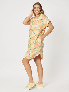 Citrus Print Linen Dress