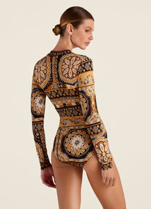 Giava Ruched Long Sleeve One Piece