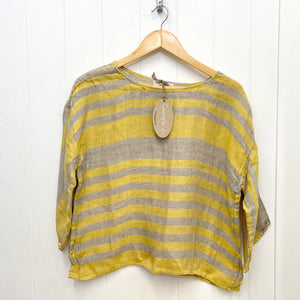Box Top with Sleeve Raso Aida lemon/Naturale stripe