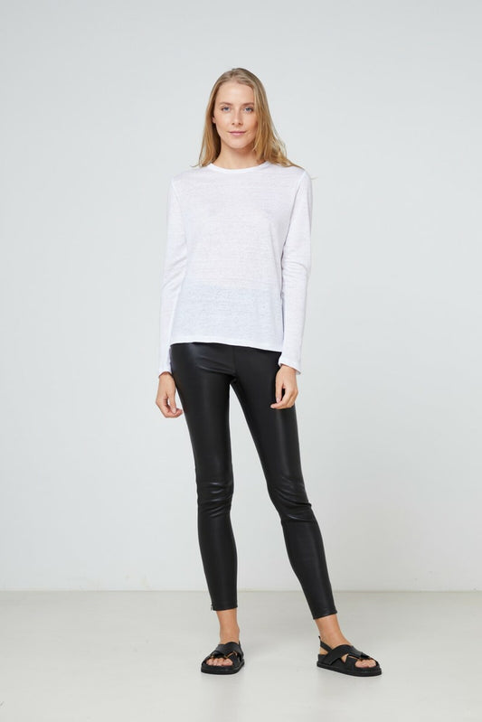 Elka Collective EC Linen Long Sleeve Tee - White. Linen tee. Linen long sleeve tee