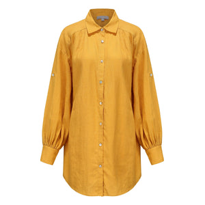 Billie Linen Shirt Dress - sunflower