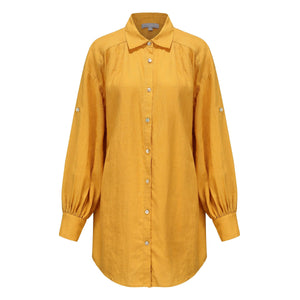 Billie Linen Shirt Dress - sunflower