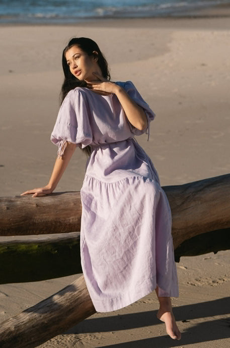 Charlotte Linen Dress - Lilac