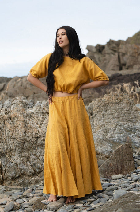 Stella Linen Skirt - Sunflower