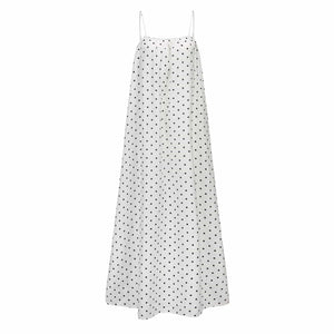 Olive Linen Dress - Polka Dot
