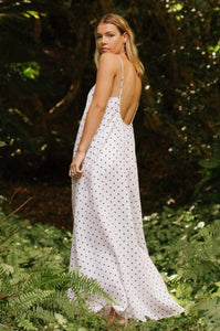 Olive Linen Dress - Polka Dot
