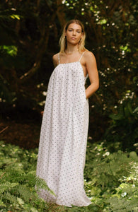 Olive Linen Dress - Polka Dot
