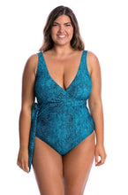 Load image into Gallery viewer, Turquoise Snake Waist Tie Wrap One Piece