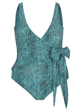 Load image into Gallery viewer, Turquoise Snake Waist Tie Wrap One Piece
